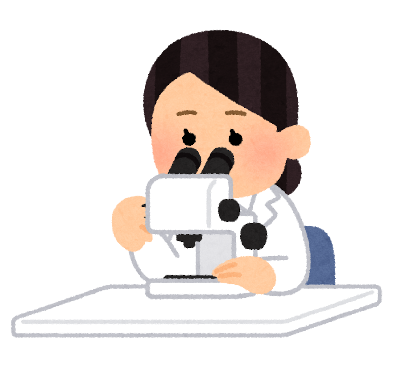 顕微鏡で研究をしている人のイラスト