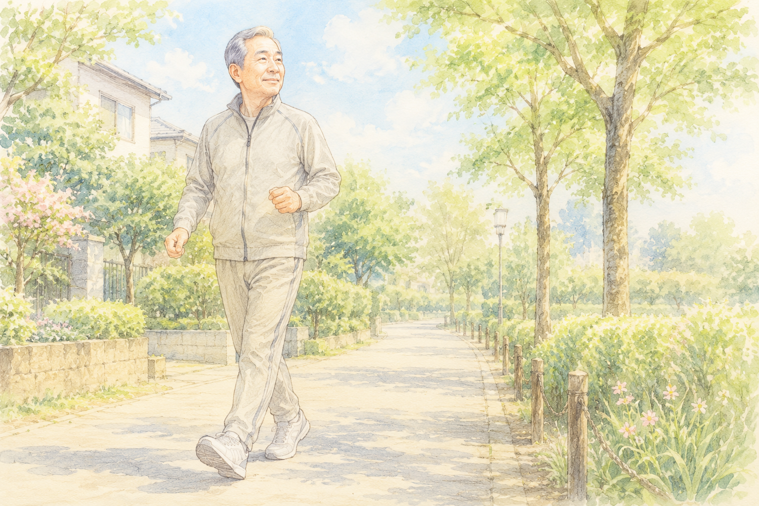 ウォーキングをするおじいさんのイラスト