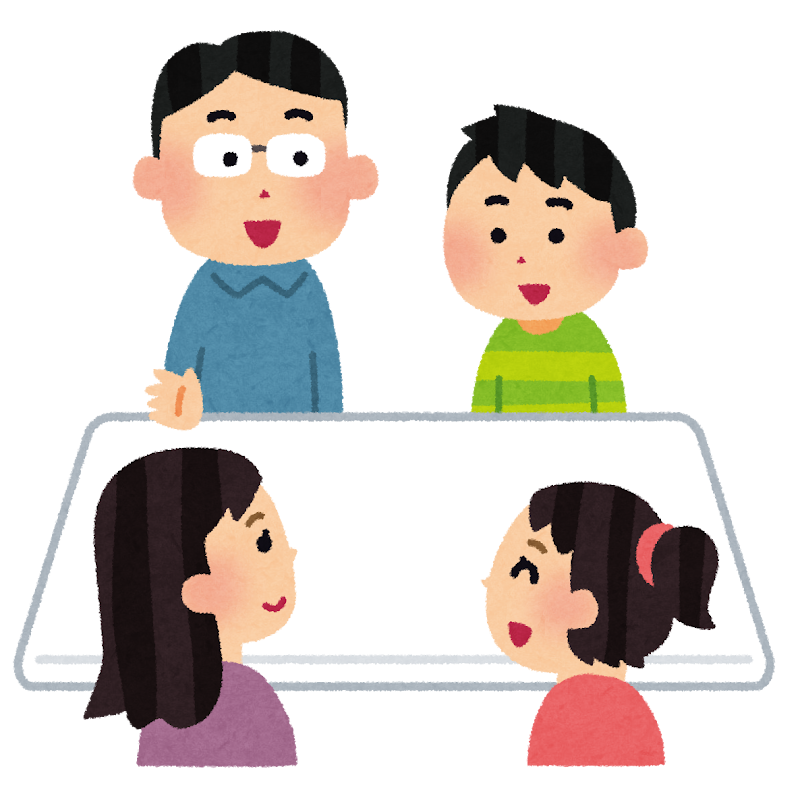 Torapon 家族で話し合っているイラスト