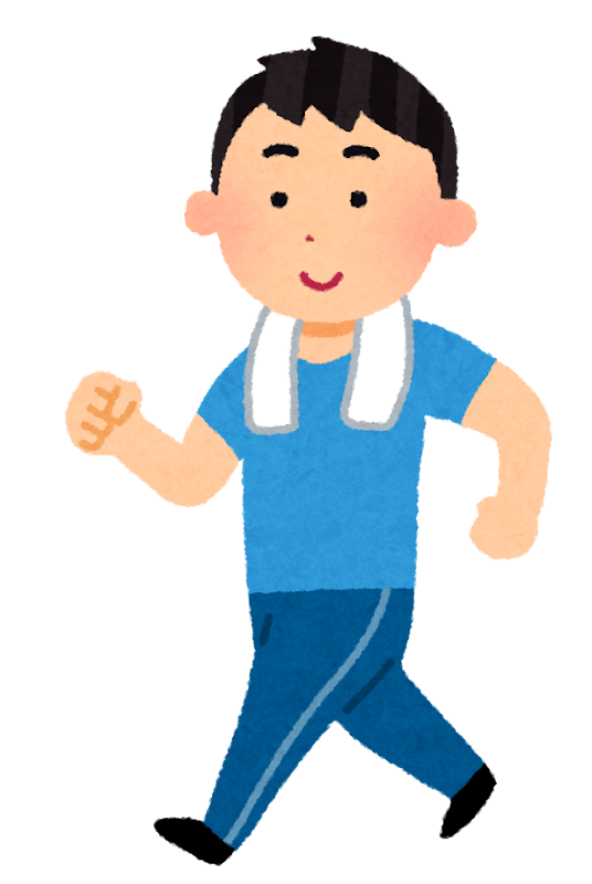 外を気持ちよさそうに散歩する人のイラスト