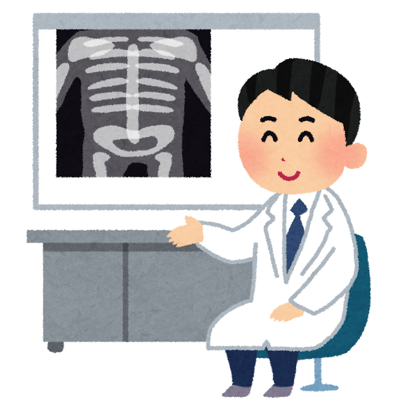 レントゲン写真を見ながら考える人のイラスト