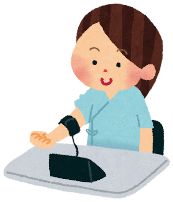 血圧を測るシニアのイラスト
