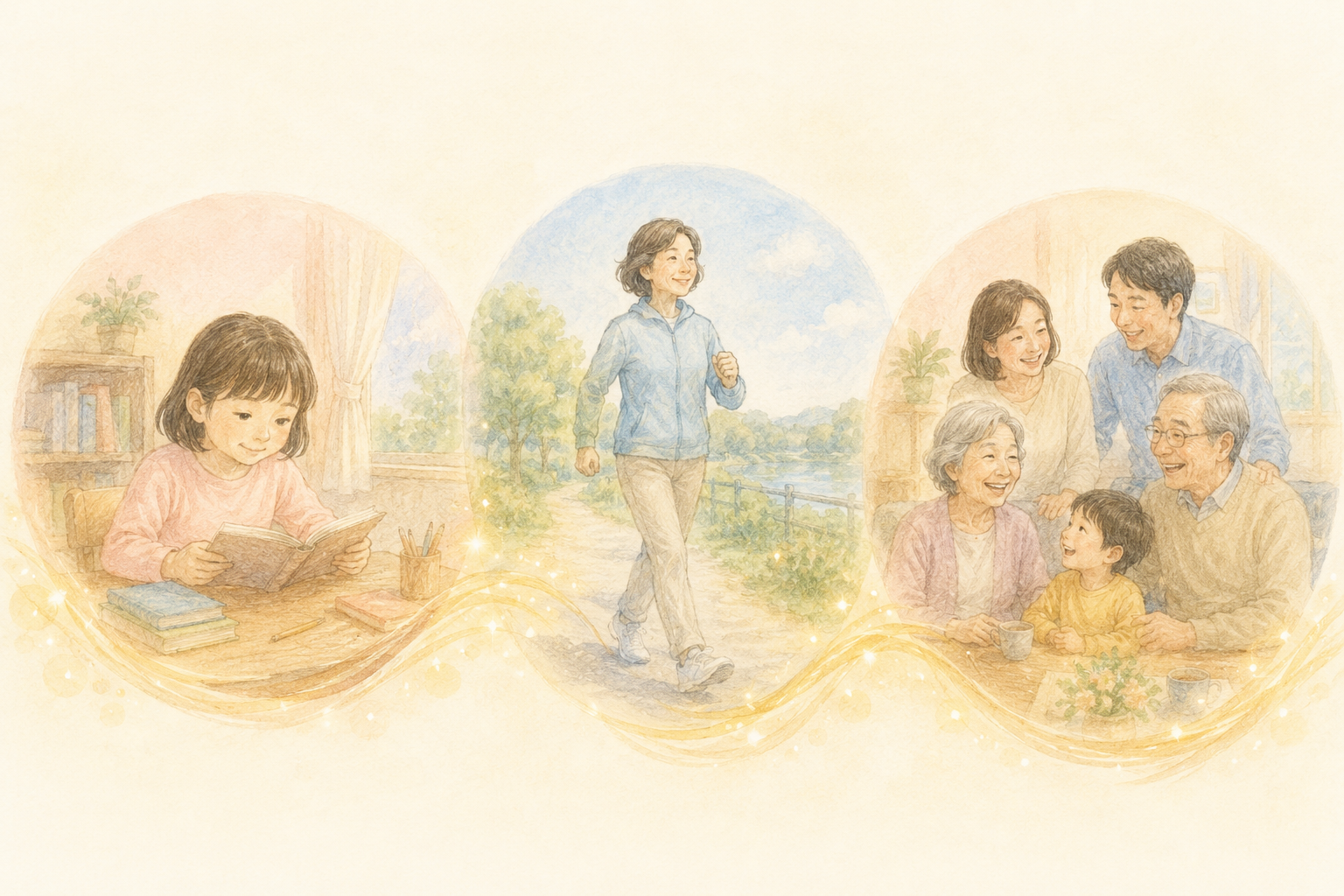 年代別の予防アクションのイラスト