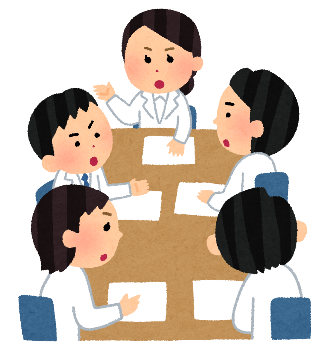 研究者たちが話し合うイラスト
