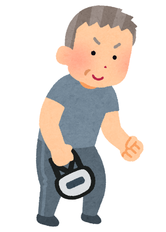 握力測定をする高齢の方のイラスト