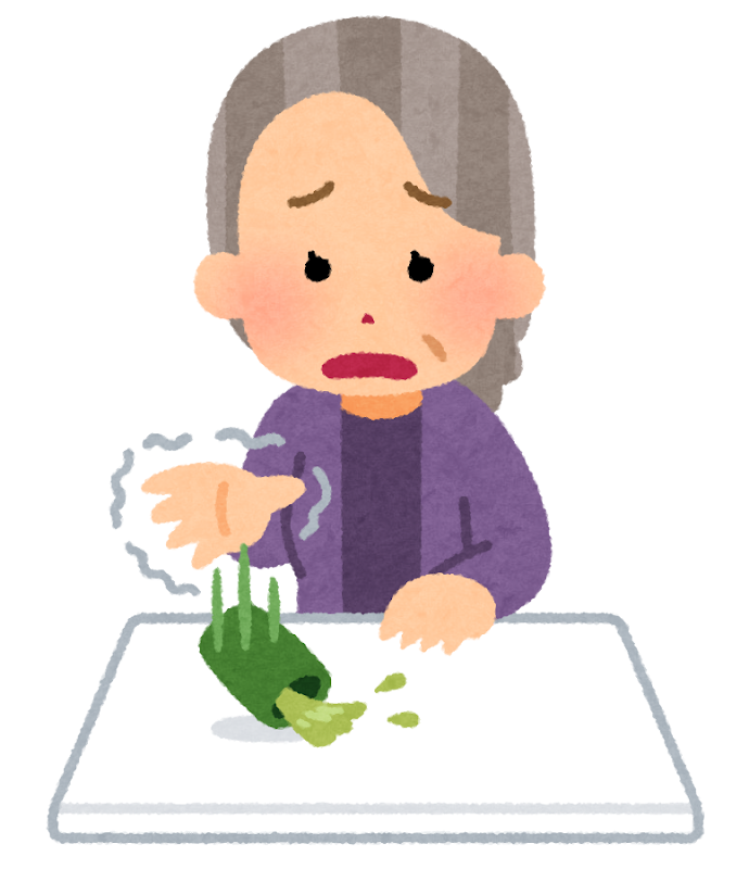 筋力が落ちてきた高齢者のイラスト