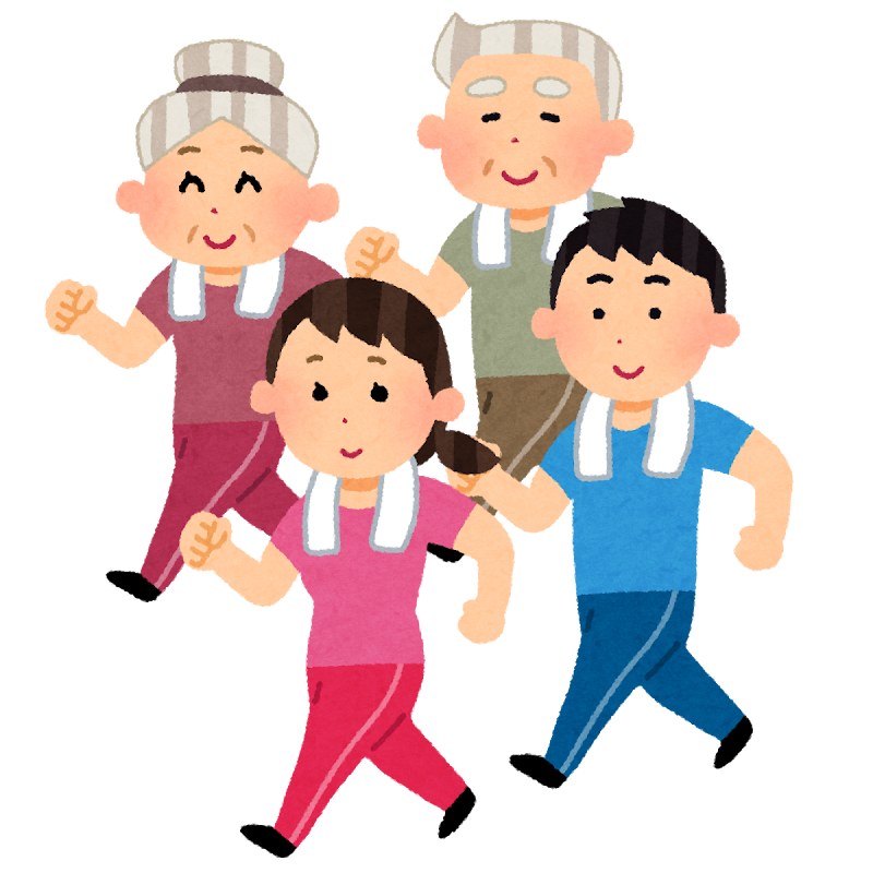 散歩をする方々のイラスト