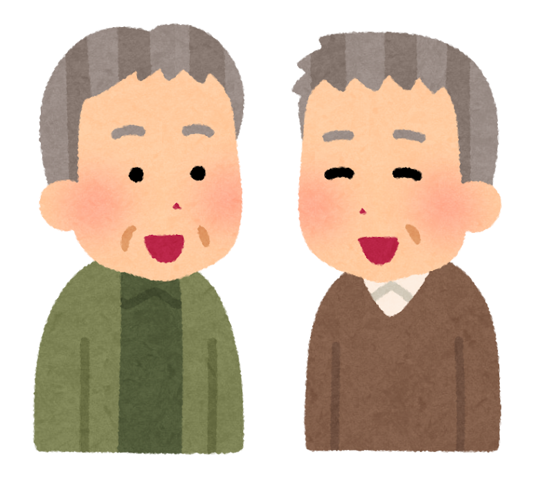 ラウンド仲間と話をする人のイラスト