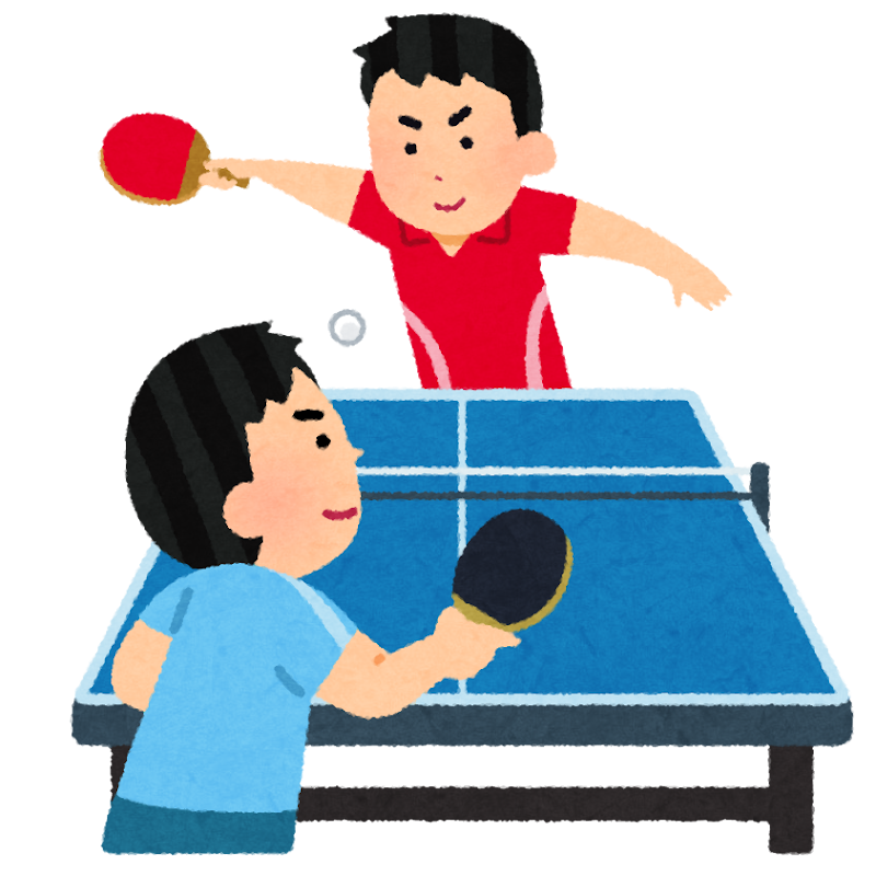 卓球のラリーをする二人のイラスト