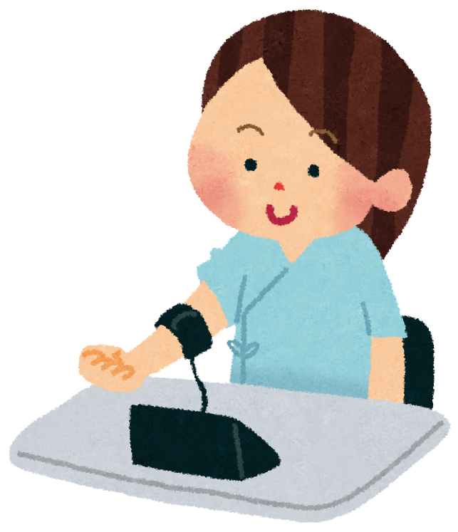 Torapon 健康診断で血圧を測ってもらっている女性のイラスト