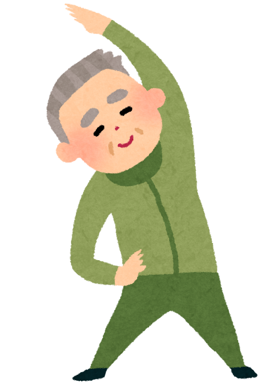 体をのばして体操をしているおじいさんのイラスト