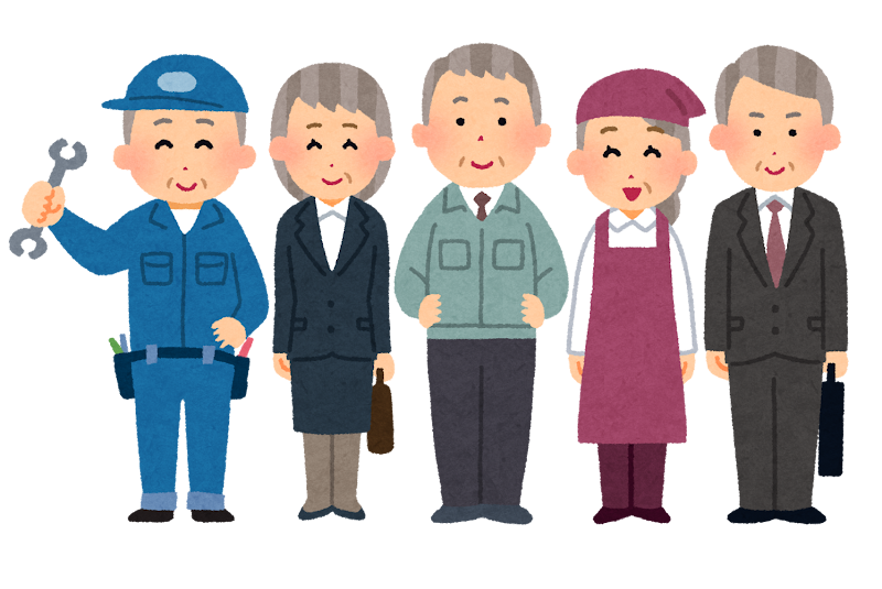 元気に働くシニアのイラスト