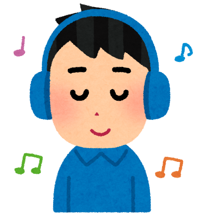 ヘッドホンで音楽を聞く男性のイラスト