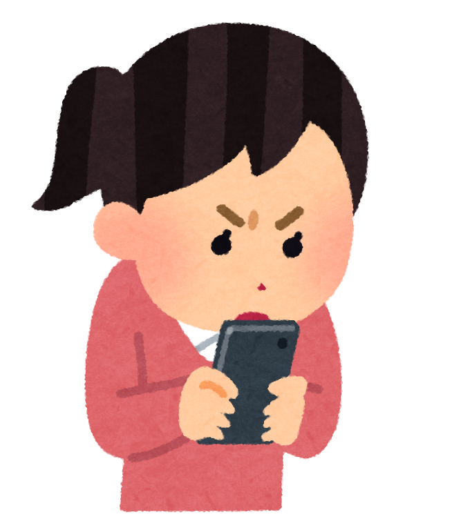 スマホやパソコンを長時間見ている人のイラスト