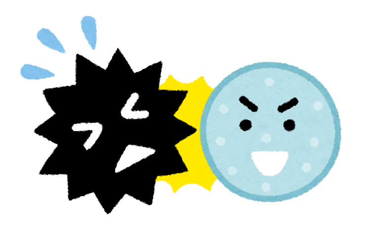 ウイルスと戦う免疫細胞のイラスト
