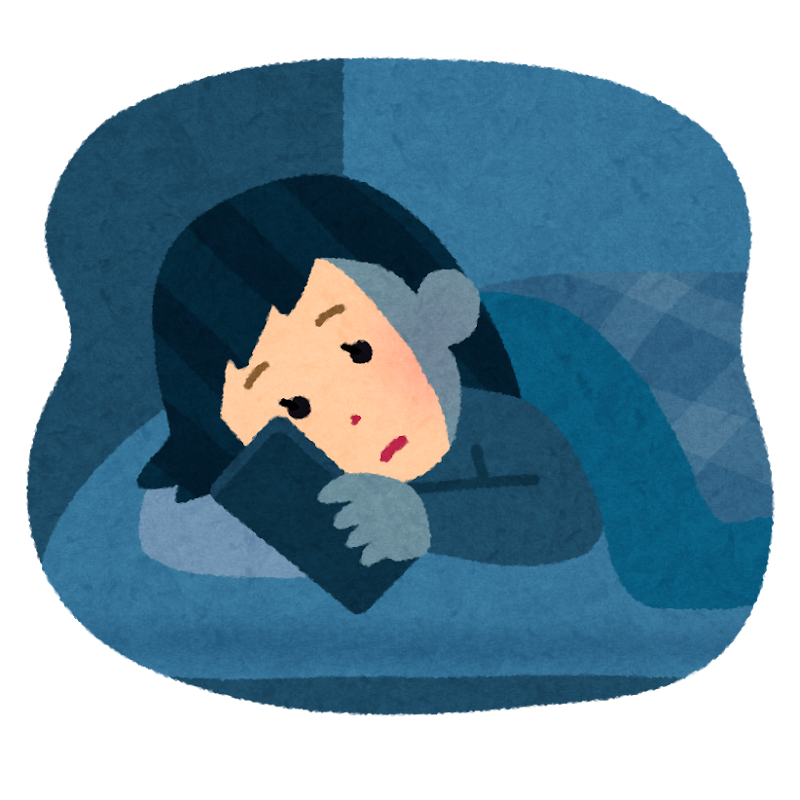 Torapon 暗い部屋でスマホを見る人のイラスト